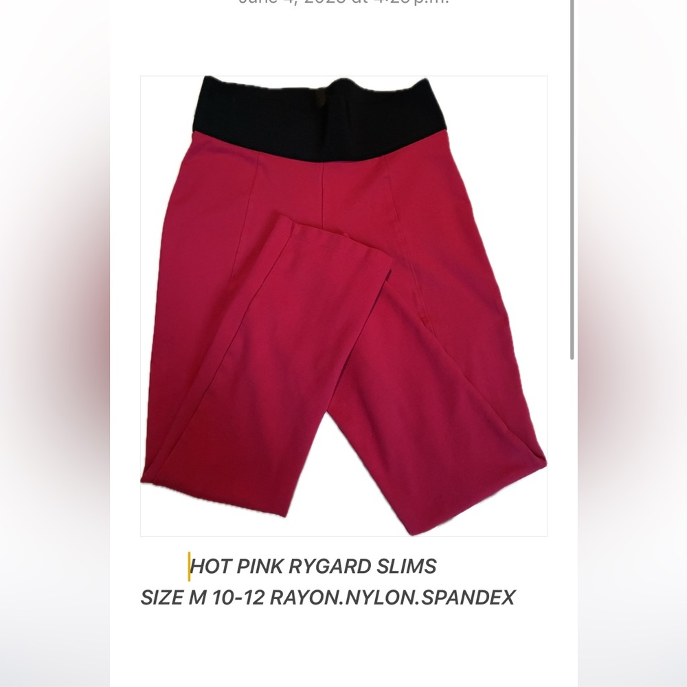 Nygard Slims by Peter Nygard Size M (10-12) Fuchsia workout Pants 25.5” inseam